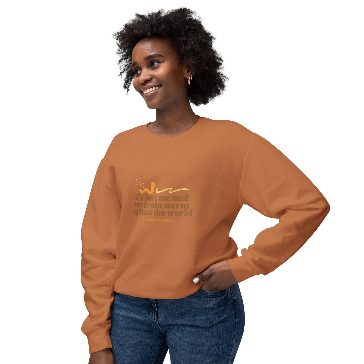 Me and My Brain Worm Against the World Unisex Lightweight Crewneck Sweatshirt