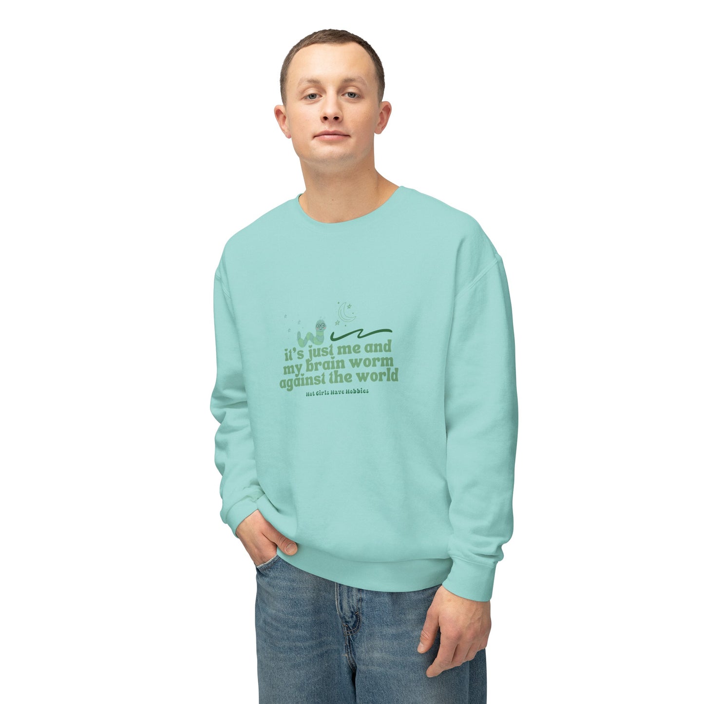 Me and My Brain Worm Against the World Unisex Lightweight Crewneck Sweatshirt