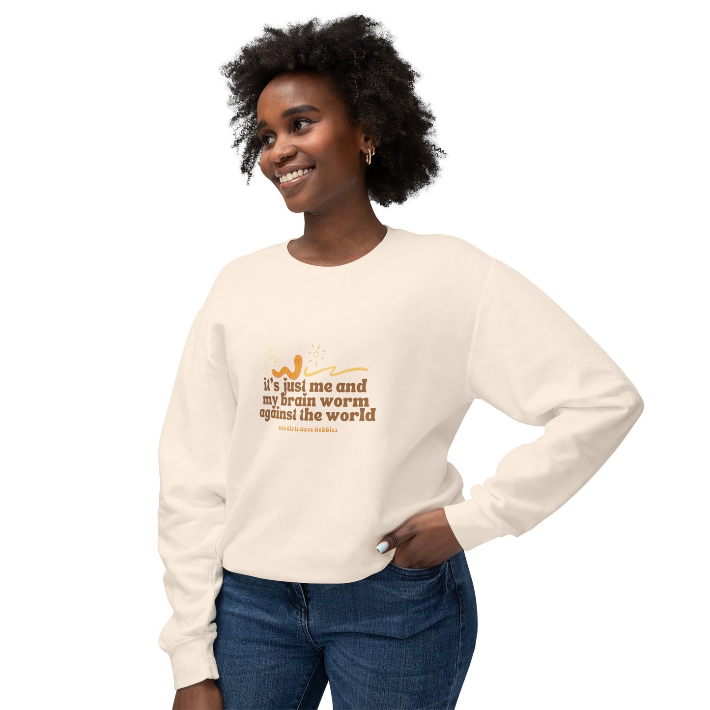 Me and My Brain Worm Against the World Unisex Lightweight Crewneck Sweatshirt