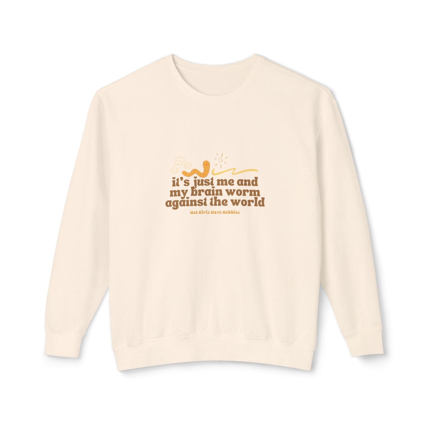 Me and My Brain Worm Against the World Unisex Lightweight Crewneck Sweatshirt