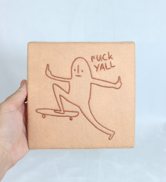 "F Y'all" Embroidered Felt Canvas - 6 x 6 inches